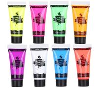 SEAFRONT Ensemble de Peinture Corporelle Fluorescente à Lumière Noire pour Visage Effet Néon, Maquillage sans Danger, sans Eau, Brille dans le Noir, Tube de 10 Ml, Couleurs Vives pour Halloween,