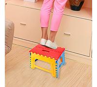 SEAFRONT Escabeau Pliant, Petite Chaise en Résine Thermoplastique Rouge, Tabouret Portable pour Enfants 32x22,5x30cm pour la Maison et l'extérieur (Rouge Jaune Fond Bleu)