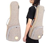 SEAFRONT Étui pour ukulélé Sac pour ukulélé Sac à Dos en Coton et Lin avec Doublure en Velours à Dos épais Design Oreiller Cervical pour la Protection Sangles Réglables Poche (Type Universel 21/23