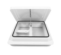 SEAFRONT Évent de Toit pour Camping-car, 35,6 X 35,6 Cm, Blanc de Remplacement avec écran en Acier Inoxydable et Tige de Support Réglable, Couvercle d'aération étanche pour Camping-car, Remorque,
