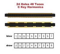 SEAFRONT Harmonica Key of C 24 Trous, Orgue à Bouche Professionnel, Matériau en Titane avec une Belle tonalité pour les Débutants, les Enfants et les Amateurs de Musique (GOLD)