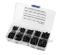 SEAFRONT M3 Bouton à Tête Hexagonale, qualité 10.9 Noir | Kit d\'assortiment de longueurs de 5 à 20 mm, jeu d\'écrous en acier, assemblage dans un espace restreint, réparation