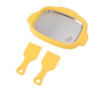 SEAFRONT Machine de Torréfaction de Glace Assiette en Acier Inoxydable de Fabricants de Yaourt Glaciaux pour la Cuisine à Domicile avec 2 Pelles pour les Amateurs de Crème Glacée (YELLOW)
