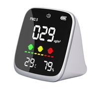 SEAFRONT Moniteur de qualité de L'air Intérieur, Détecteur PM2.5 avec humidité de Température, Support Stable, Charge USB, Réglage de la luminosité, Fonction D'alarme