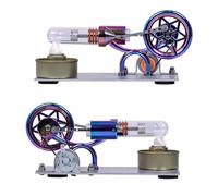 SEAFRONT Moteur Moteur à Air Chaud avec Une Base en Alliage à 6 Points étoiles Patché à Volant LED LED Expérience en Sciences éducatives pour Les Enseignants pour Enfants Adultes (Multicolore)