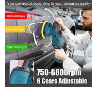 SEAFRONT Polisseuse électrique de Voiture de 150 Mm, Ponceuse Orbitale à Moteur sans Balais, Outil de Meulage du Bois Réglable à 6 Vitesses pour la Réparation Automobile et la Décoration de la Maison