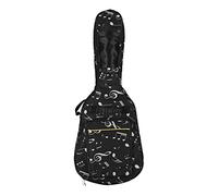 SEAFRONT Sac à Dos pour Guitare de 41 Pouces, Tissu Oxford, Sangle Réglable, Coussin de Crash, Parfait pour Les Guitares Folk et Classiques (Note Blanche sur Fond Noir)