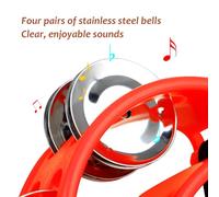 SEAFRONT Tambourin à Percussion, Plastique Durable avec Jingles en Acier Inoxydable, Son Net pour Guitaristes et Auteurs-compositeurs (rouge)