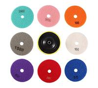 SEAFRONT Tampons de Polissage 50/100/300/500/800/1500/2000/3000, Polisseuse de Meule Humide pour Béton de Pierre, Kit de Tampons de Polissage pour Pierre de Granit Sec et Humide de 4 Pouces pour