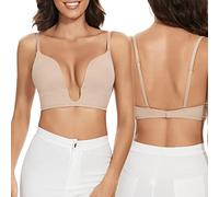 seagallery Soutien-gorge dos bas pour femme - Coupe basse en forme de U - Soutien-gorge push-up plongeant sans armatures - Soutien-gorge convertible multiposition, Nude-u plongeant, 85C