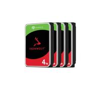 Seagate Pack de 4 IronWolf 4To Disque Dur Interne, NAS HDD 3.5", 5400 tr/min, CMR, 256 Mo de cache, SATA 6 Go/s, Argent, avec 3 ans de service de sauvetage, FFP, numéro de modèle: ST4000VN006