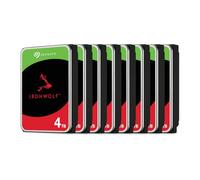 Seagate Pack de 8 IronWolf 4To Disque Dur Interne, NAS HDD 3.5", 5400 tr/min, CMR, 256 Mo de cache, SATA 6 Go/s, Argent, avec 3 ans de service de sauvetage, FFP, numéro de modèle: ST4000VN006