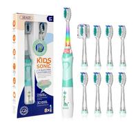 Seago brosse a dent electrique enfant，brosse a dent bebe avec LED et 8 têtes de extra douces, minuterie de 2 minutes, pour enfants de plus dès 3 ans SG977 (Vert)