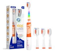 Seago brosse à dents électrique enfant avec LED colorée, minuteur 2 Min, 4 têtes remplaçables, brosse a dent enfant pour 3-12 ans, SG977 (Orange)