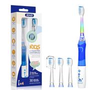 Seago Brosse à dents électrique pour enfants à partir de 3 à 12 ans, avec lumière colorée, minuterie intelligente, 4 têtes de brosse souples, étanche, brosse à dents sonique pour filles et garçons SG