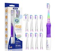 Seago Brosse à dents électrique, pour enfants de 3 à 12 ans, avec lumière colorée, minuteur, 8 têtes de brosse souples, étanche, SG977, violet-8-DE