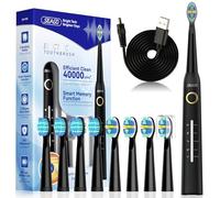 Seago brosse à dents sonique rechargeable, 5 modes, 8 têtes, minuterie 2 min, 40000 VPM, USB-C, autonomie 30 jours, étanche IPX7, Brosse électrique adulte pour voyage (Noir)