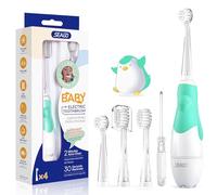 Seago SG-513 Brosse à dents électrique, pour enfant et bébé, à partir de 0 à 3 ans, avec lumière LED, minuteur, étanche, IPX7, vert bébé