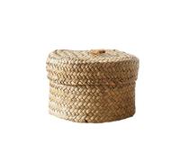 Seagrass Storage Basket - Cylinder Woven Shelf Baskets With Dust Proof Lid | Large Capacity Organizer For Snacks, Toys, Home, Office | Wooden Key Rack, Magnetic Fraction Book, LED Night Light & RGB De