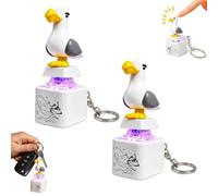 Seagull Mine Sound Button Keychain, Rechargeable Fidget Clicker with Real Sound & LED Light, Adults Keyboard Clicker, Funny Interactive Desk Stress Relief Gifts (2pcs)