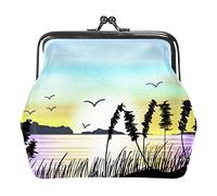Seagull Sunset Pattern Coin Purse Kiss Lock Change Purse Vintage Trinkets Pouch