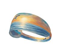Seagulls by The Sea Image Bandeau d'exercice élastique Cravate de tête, Bandeau pour Hommes et Femmes, Bande de Cheveux pour Yoga Fitness