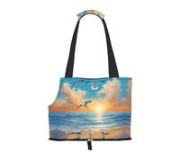 Seagulls by The sea Sac à bandoulière portable imprimé pour animaux de compagnie, convient pour les petits chiens et chats, sac de courses et de voyage à double usage