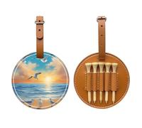 Seagulls by The Sea Sac de rangement multifonction pour tee de golf pour homme, matériau PU durable Marron