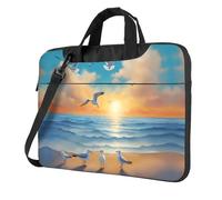Seagulls by the sea Sac pour ordinateur portable, sac à bandoulière multifonctionnel, 14,96 pouces de long, mallette, sac à main, sac à bandoulière