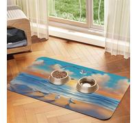 Seagulls by the sea Tapis d'alimentation antidérapant en cuir absorbant pour animal domestique 30 x 45 cm, séchage rapide, imperméable, lavable