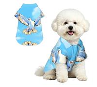 Seagulls in flight M Chemise hawaïenne pour petits chiens - Jolie tenue d'été pour la plage pour chiot, vêtements doux et respirants avec boutons