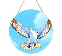 Seagulls in Flight Round Wood Panel Painting 30,5 cm Exquise Artwork Eco Friendly Wood est un choix élégant pour la décoration de la maison.