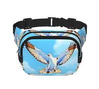 Seagulls in flight Sac à bandoulière de voyage Fitness Sac banane tendance et décontracté Sac banane carré double couche Noir Taille unique, Noir/blanc, One Size
