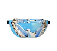 Seagulls In Flight Sac banane à bandoulière Grande capacité, imperméable et résistant à la poussière, fermeture éclair sécurisée, convient pour les voyages et les activités de plein air, noir, taille