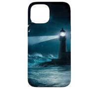 Seagulls Lighthouse Ocean Lovers Sea Shore Water Blue Waves Coque pour iPhone 15