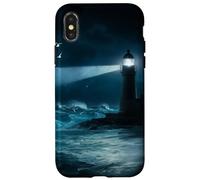 Seagulls Lighthouse Ocean Lovers Sea Shore Water Blue Waves Coque pour iPhone X/XS