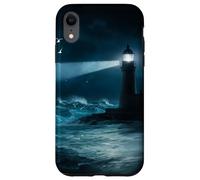 Seagulls Lighthouse Ocean Lovers Sea Shore Water Blue Waves Coque pour iPhone XR