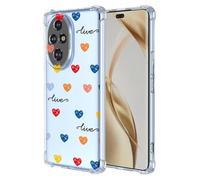 SEAHAI Coque pour Honor 200 5G, Ultra Mince Élégant en Silicone Souple Fleurs Colorés Housse Brillante Antichoc, Transparent TPU Gel Étui - Aimer