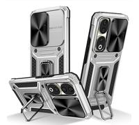 SEAHAI Coque pour Honor 90 5G, [Protection de la Caméra] Housse avec Support Pliable, Double Couche Renforcée TPU Bumper + PC Silicone Antichoc Armure Étui - Argent