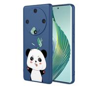 SEAHAI Coque pour Honor Magic 5 Lite 5G, Très Mince Silicone Liquide Gel Souple Housse avec Modèle Animal de Fleurs Mignonnes, Élégant Matte TPU Bumper Antichoc Étui - Bleu S08