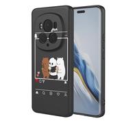 SEAHAI Coque pour Honor Magic 6 Pro 5G, Très Mince Silicone Liquide Gel Souple Housse avec Modèle Animal de Fleurs Mignonnes, Élégant Matte TPU Bumper Antichoc Étui - Noir S05