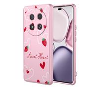 SEAHAI Coque pour Honor Magic 7 Lite 5G, Très Mince Silicone Liquide Gel Souple Housse avec Modèle Animal de Fleurs Mignonnes, Élégant Matte TPU Bumper Antichoc Étui - Rose S07
