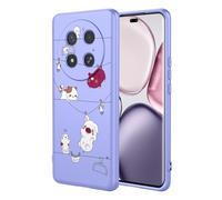 SEAHAI Coque pour Honor Magic 7 Lite 5G, Très Mince Silicone Liquide Gel Souple Housse avec Modèle Animal de Fleurs Mignonnes, Élégant Matte TPU Bumper Antichoc Étui - Violet S09