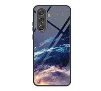 SEAHAI Coque pour Huawei Nova Y70 / Y70 Plus, Ultra Mince Silicone TPU Souple Bumper Étui Élégant Motif Peint en Verre Trempé Arrière Housse Antichoc Case, Vaste Univers