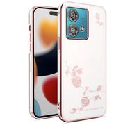 SEAHAI Coque pour Motorola Edge 40 Neo, Transparent Élégant en Silicone Souple Brillante Fleur Motifs Design Fille Housse Ultra Mince Antichoc TPU Bumper Étui - Rose