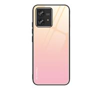 SEAHAI Coque pour Motorola Edge 40 Neo, Ultra Mince Silicone TPU Souple Bumper Étui Arrière Mode Dégradé de Couleur en Verre Trempé Housse Antichoc Case, Rose Girly