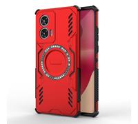 SEAHAI Coque pour Motorola Edge 50 Fusion avec Magnétique D'adsorption Fonction, Très Mince Style Cool Dur PC + TPU Bumper Silicone Antichoc Armure Housse Protection Étui, Rouge