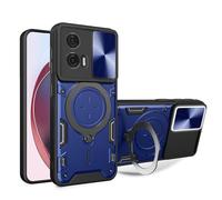 SEAHAI Coque pour Motorola Edge 50 Fusion, Style Cool PC + TPU Silicone Antichoc Armure Housse, Étui avec Métal Rotation Magnétique Support y Protection de la Caméra - Bleu