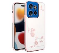 SEAHAI Coque pour Motorola Edge 60 Neo/Edge 50 Neo/ThinkPhone 25, Transparent Élégant en Silicone Souple Brillante Fleur Motifs Design Fille Housse Ultra Mince Antichoc TPU Bumper Étui - Rose
