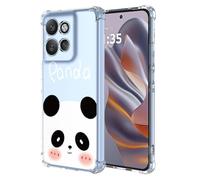 SEAHAI Coque pour Motorola Edge 60 Neo/Edge 50 Neo/ThinkPhone 25, Ultra Mince Élégant en Silicone Souple Fleurs Colorés Housse Brillante Antichoc, Transparent TPU Gel Étui - Panda